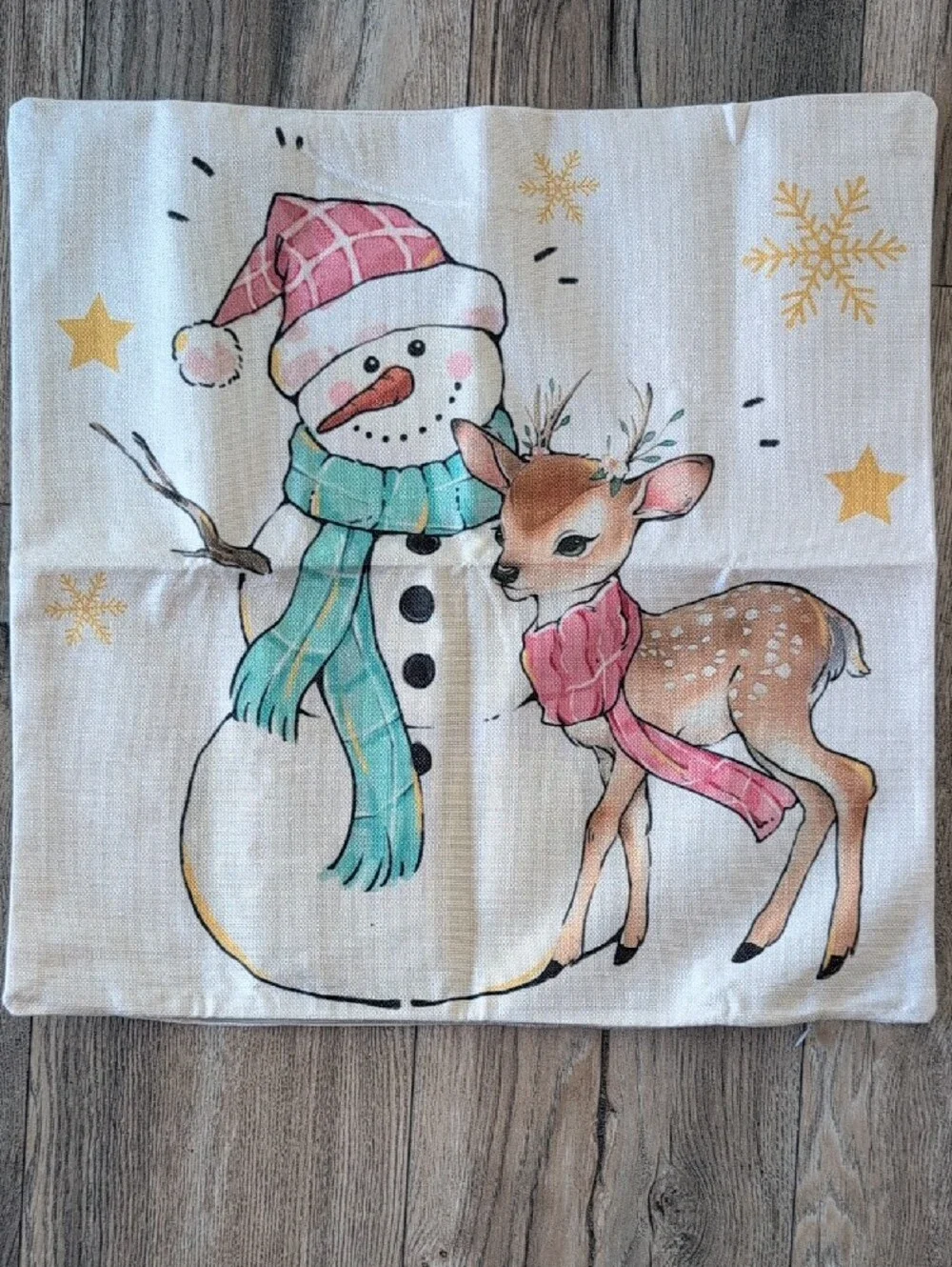 Holiday Decorative Pillow Cover Set  of 4 Pastel Christmas Designs Zip 17 X 17
